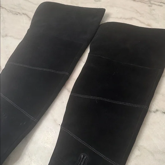 Sole Society Over the Knee Black Suede Knee-High Boots - Picture 2 of 7